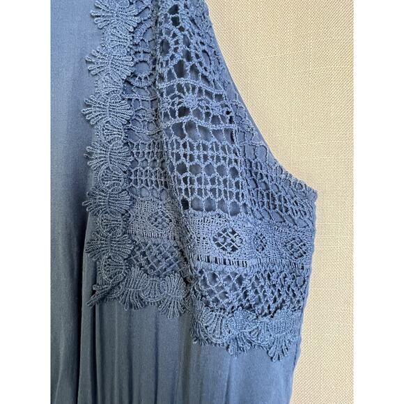 alter'd state Maxi Dress Women's Small Blue Prairie Coquette Boho Crochet Lace - Picture 4 of 12